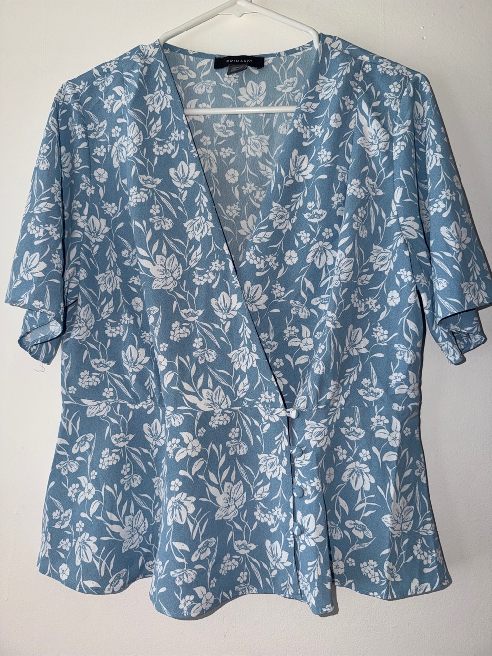 Primark Light Blue Floral Wrap Front Blouse